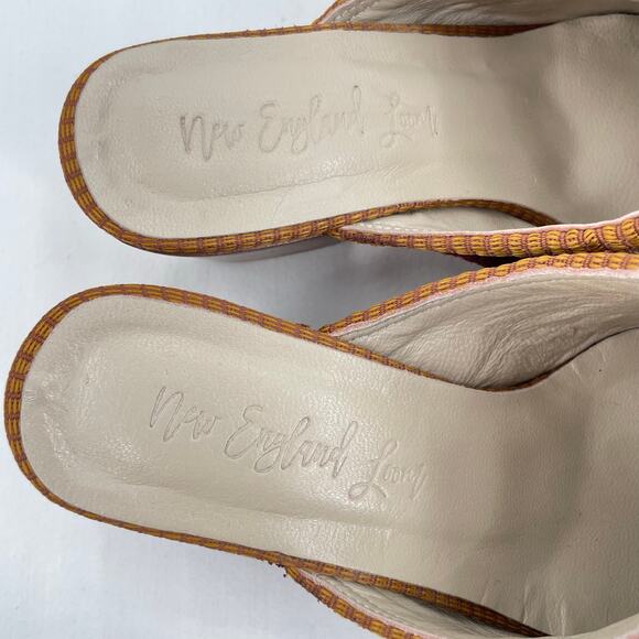 Vintage Kilim Rug Heeled Mules Red Brown Upcycled New England Loom Size EU 40 - Picture 7 of 11